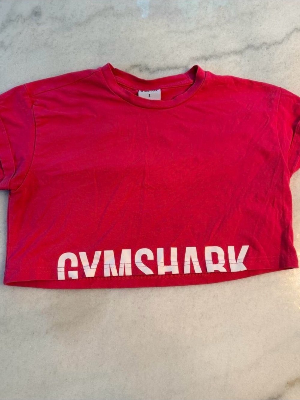 Gymshark Pink Crop Tee with White Logo